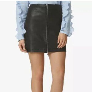 NWT AVEC LES FILLES High-Waist Zip-Front Leather Mini Skirt